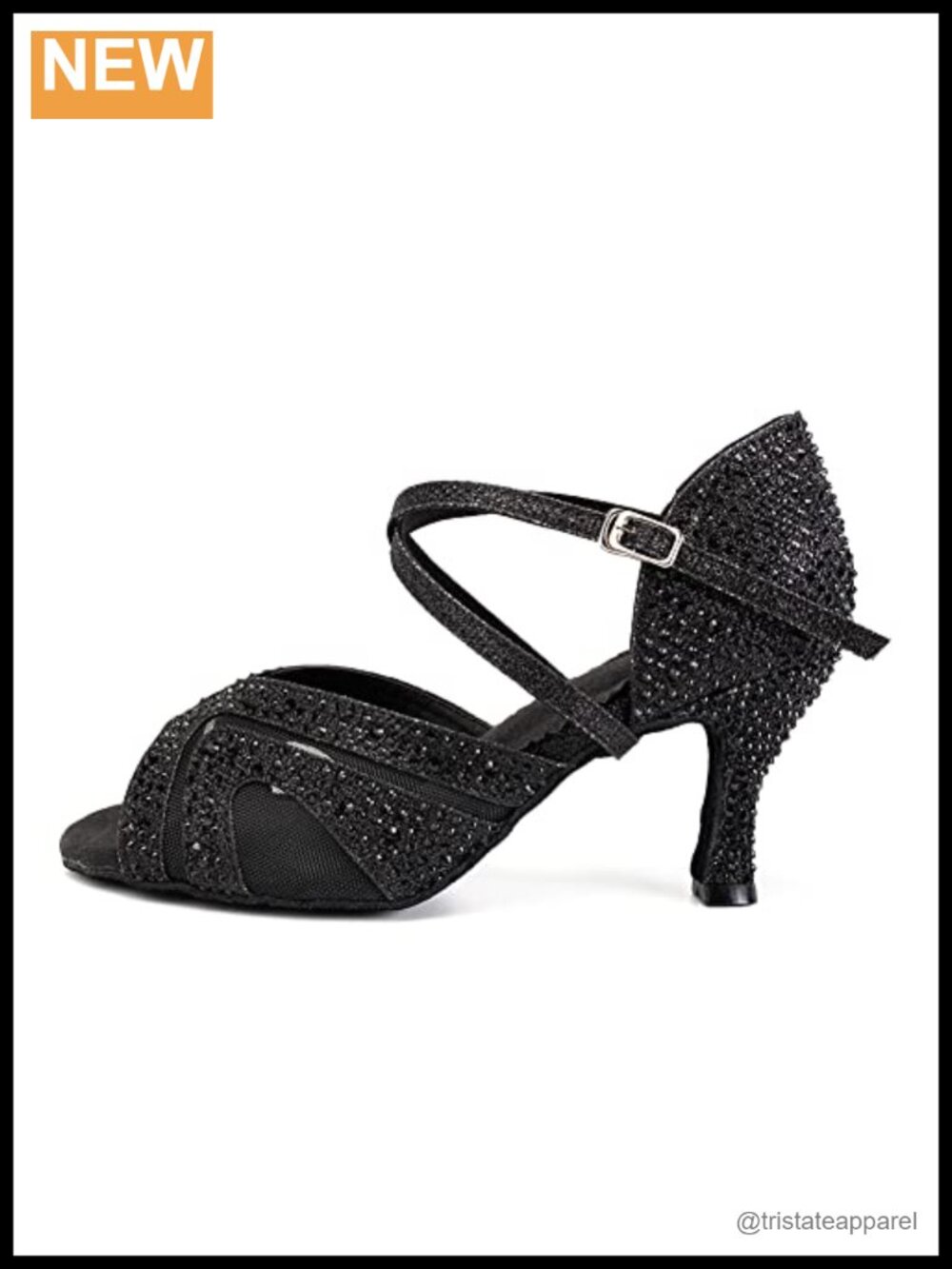 Women Rhinestone Latin Ballroom Dance Shoes Salsa Practice Performance Suede